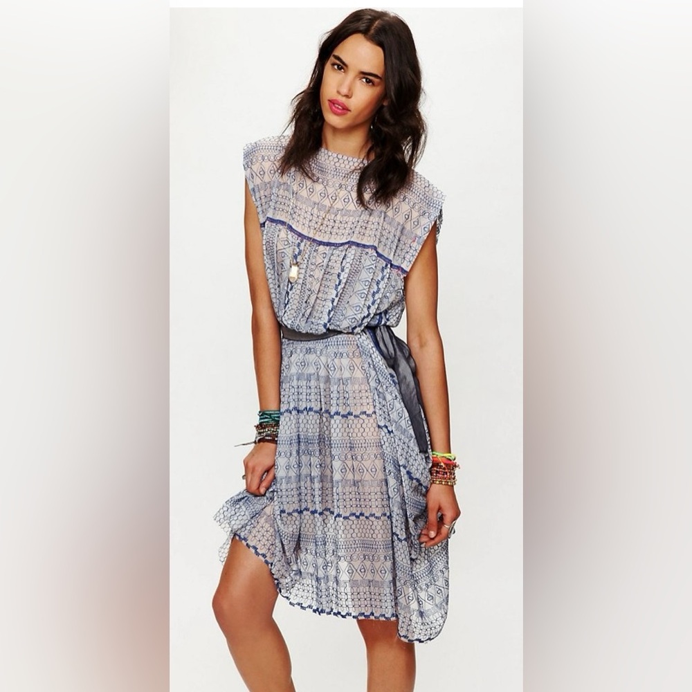 FREE PEOPLE ROMANTICS GEO EMBROIDERED DRESS Sz XS